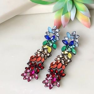 Rainbow Cluster Bling Drop Colorful Earrings